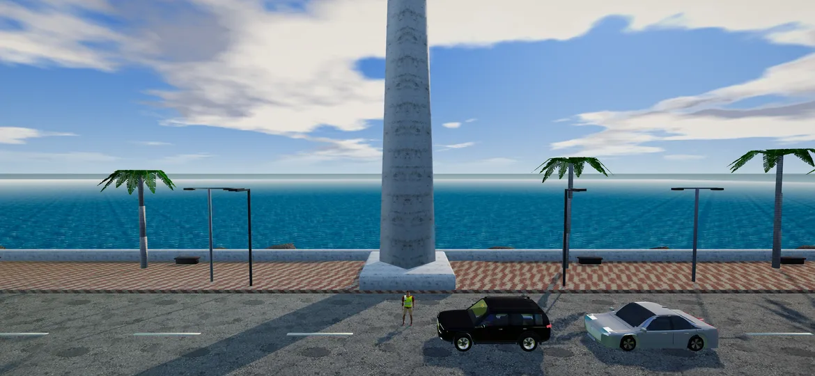 El Malecón de Santo Domingo con el Obelisco y el mar Caribe.