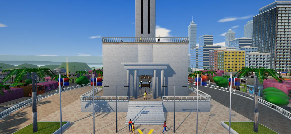El Monumento a los Héroes de la Restauración en Santiago, con la ciudad detrás.