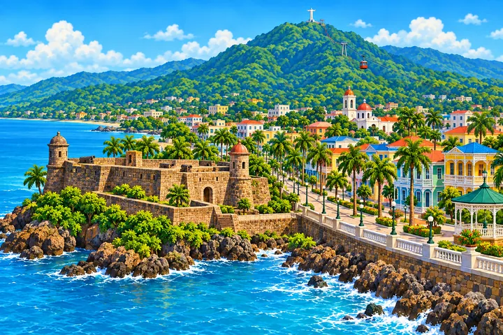 La Fortaleza San Felipe y el teleférico de Puerto Plata.